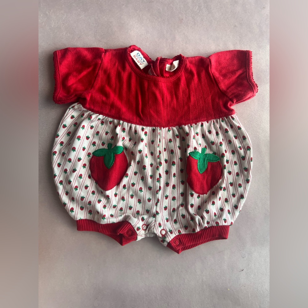 Vintage D.A.Y. Sportswear Baby 3/6M Strawberry Romper